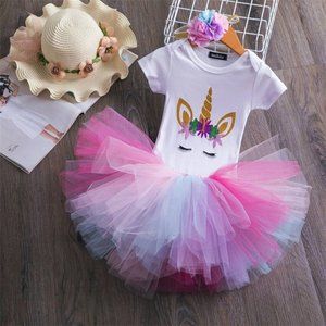 1 Year Baby Girl Clothes Unicorn Party Tutu Onesie